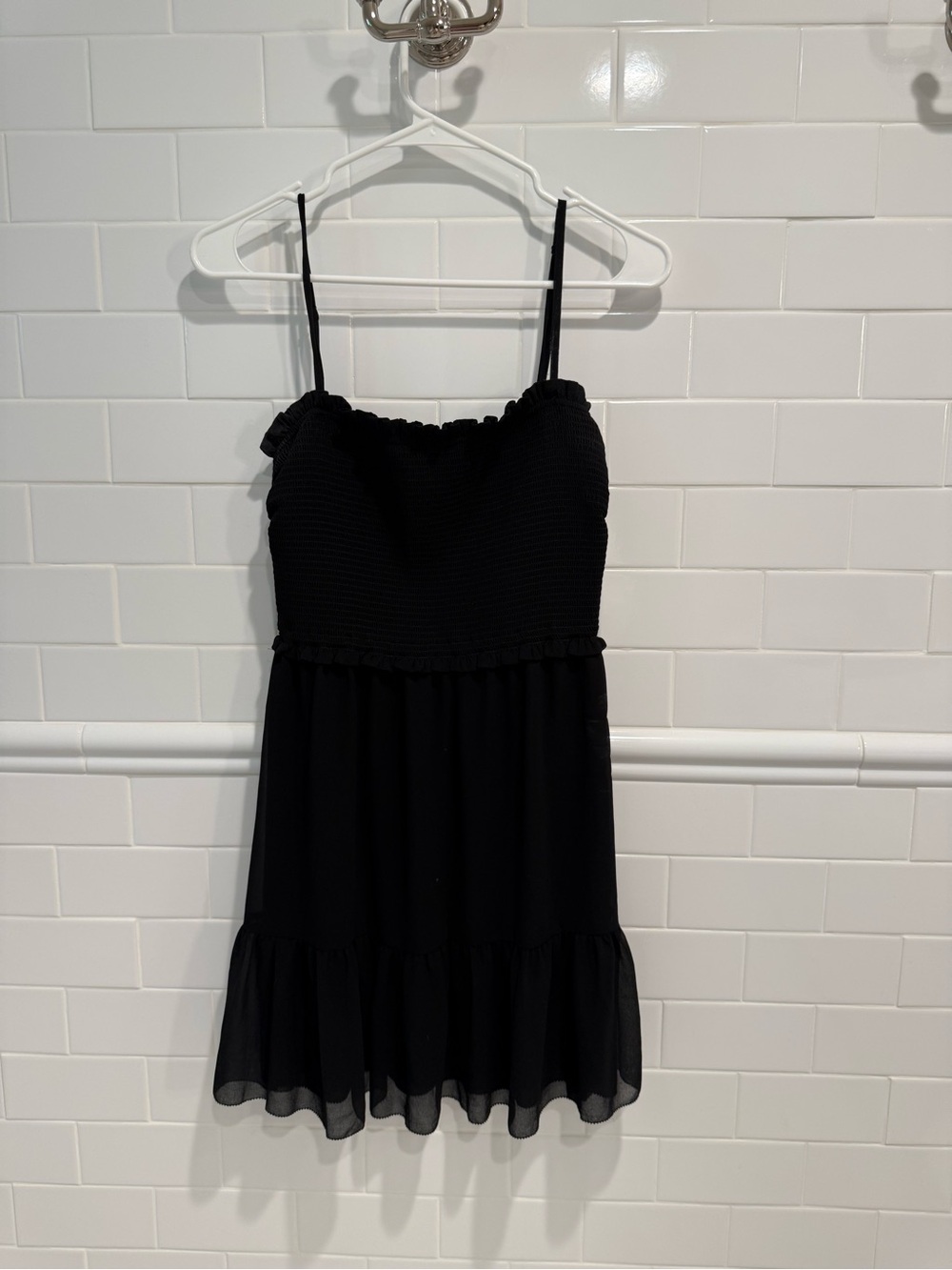 Aritzia Black Ruffle Hem Dress